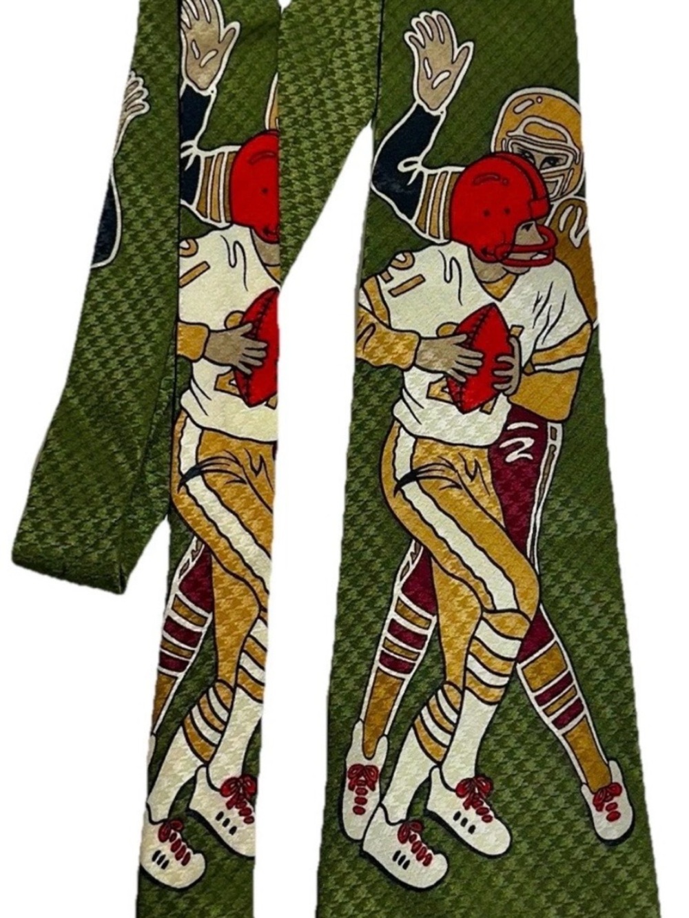 Men's Green Football Motif Tie - Novelty Pattern